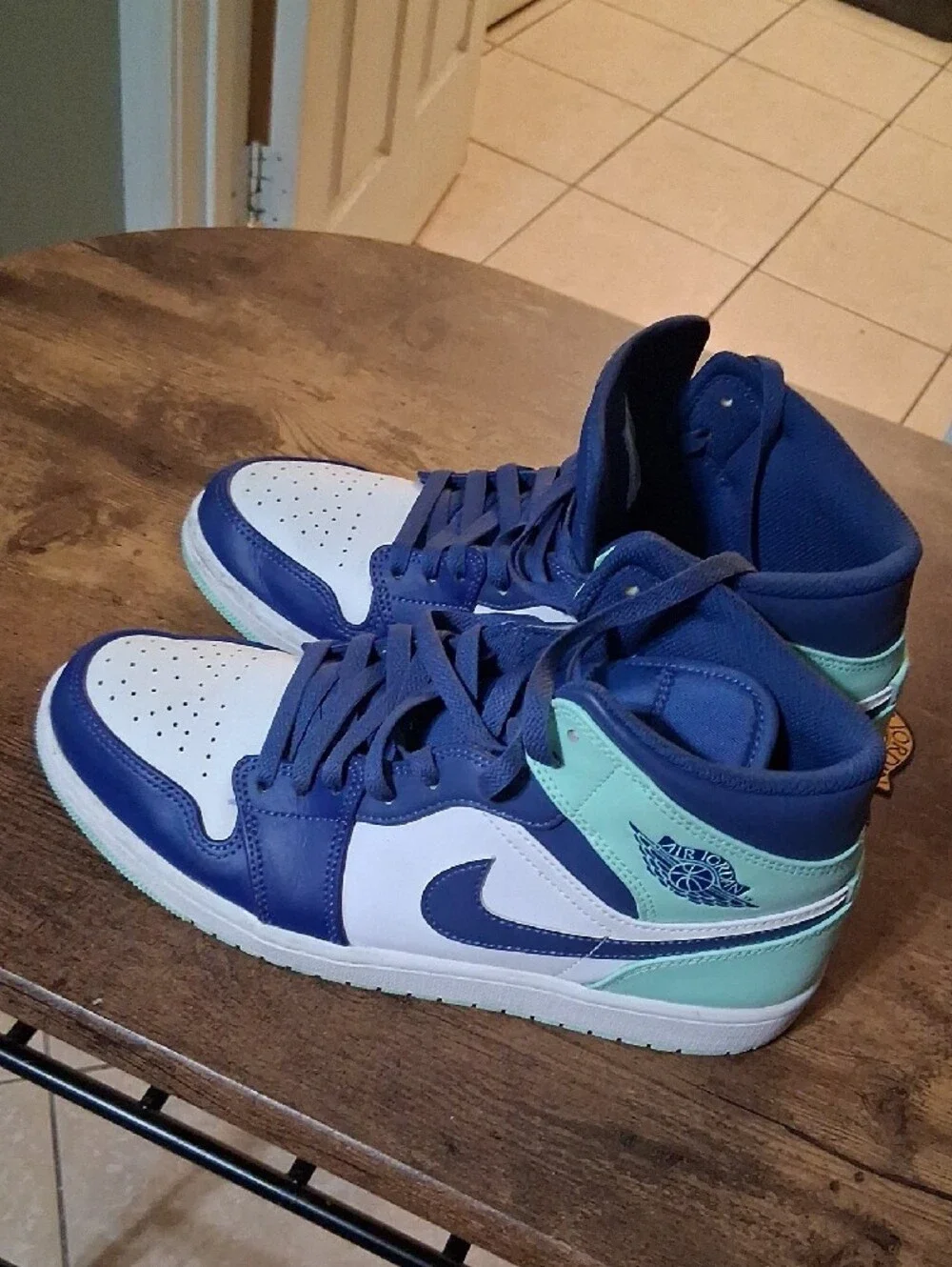 Jordan Men's High Top Sneakers in Navy, White, Mint